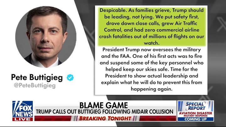 Trump blasts Buttigieg after DC aircraft collision: ‘He’s a disaster’